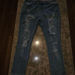 Distressed Blue Jeans